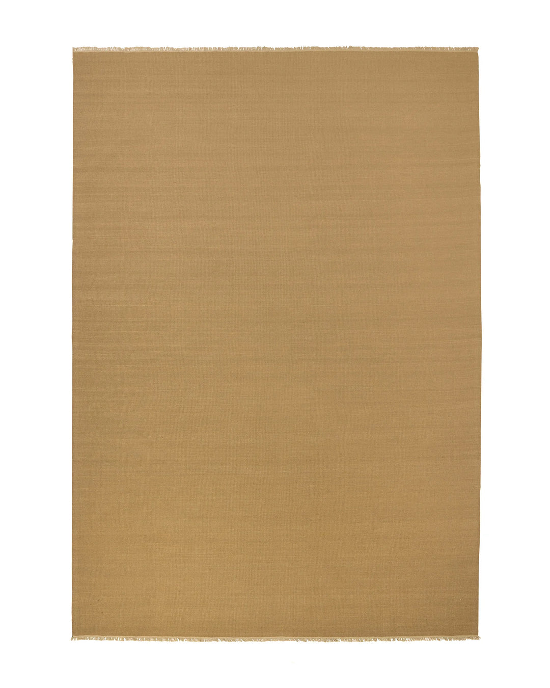 Jacqueline Brulee wool flatweave rug in muted golden honey, 2m x 3m, with fringed edges by Weave Home