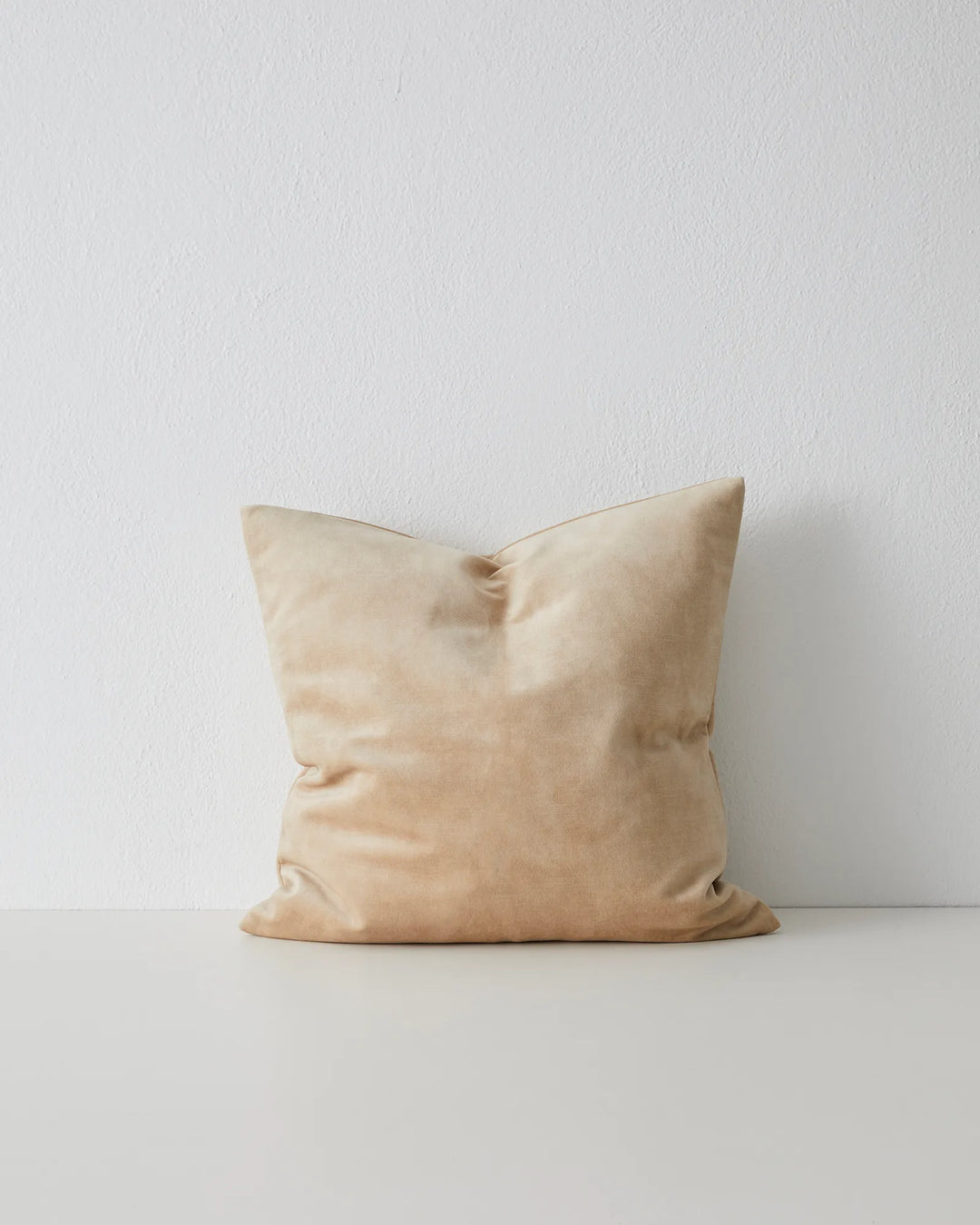 Ava cushion in nougat, 50x50cm polyester with soft velvet-like texture and concealed zip by Weave Home