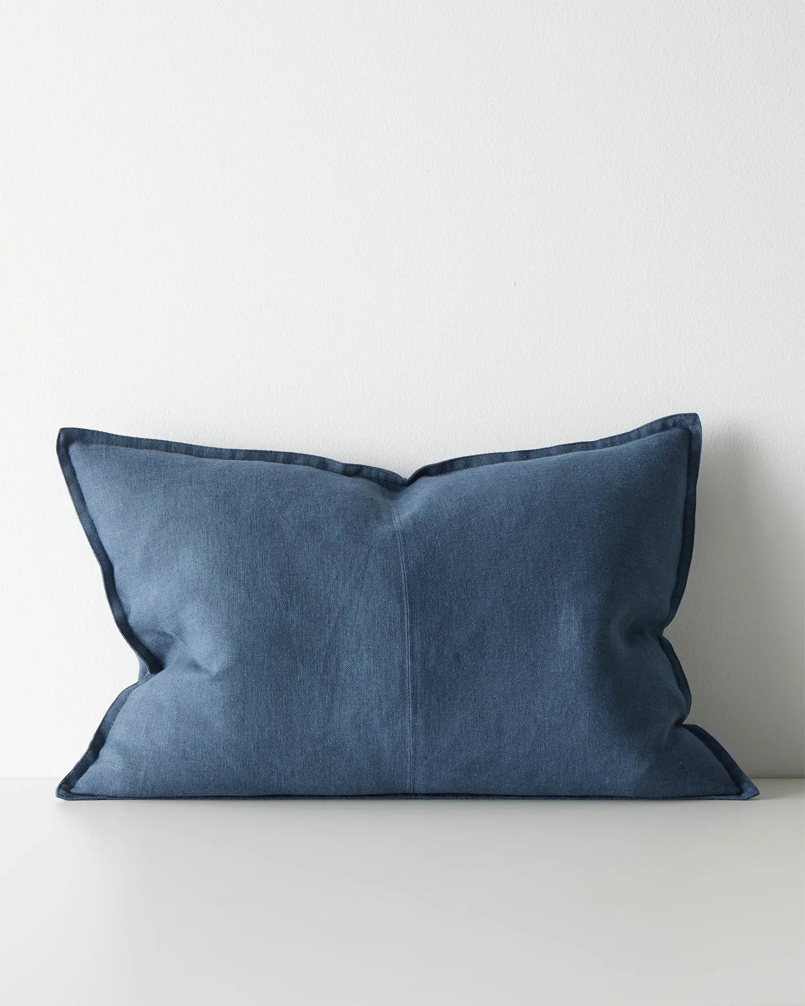 Como Atlantic lumbar cushion in stone-washed European linen, 40x60cm, featuring piped edges and soft matte finish by Weave Home