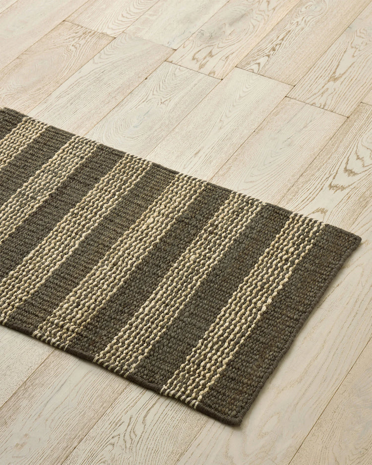 Arden Coal hand-woven jute door mat featuring charcoal and ecru stripe pattern, 65x120cm, by Weave Home