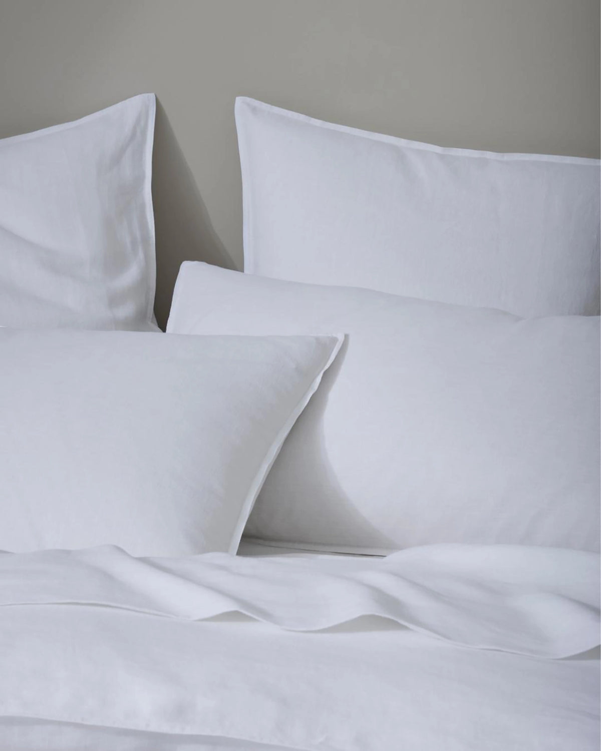 Ravello Pillowcase Set white, pair with top-stitched flanged edge detail, French Flax Linen by Weave Home