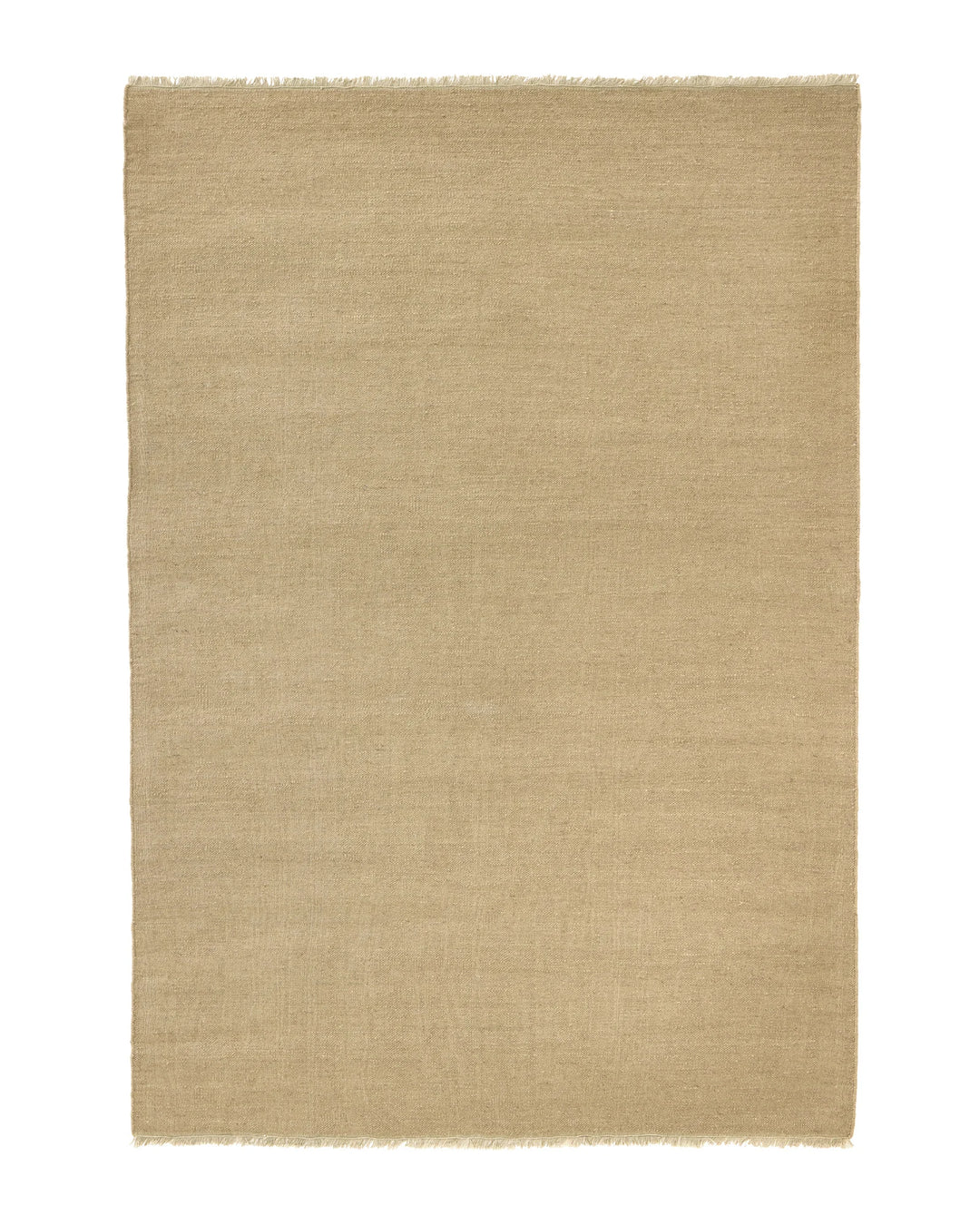 Jacqueline Barley high-traffic wool rug in soft sandy neutral, flatweave construction with fringed edges, 2m x 3m by Weave Home