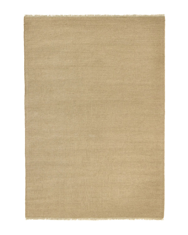 Jacqueline Barley high-traffic wool rug in soft sandy neutral, flatweave construction with fringed edges, 2m x 3m by Weave Home