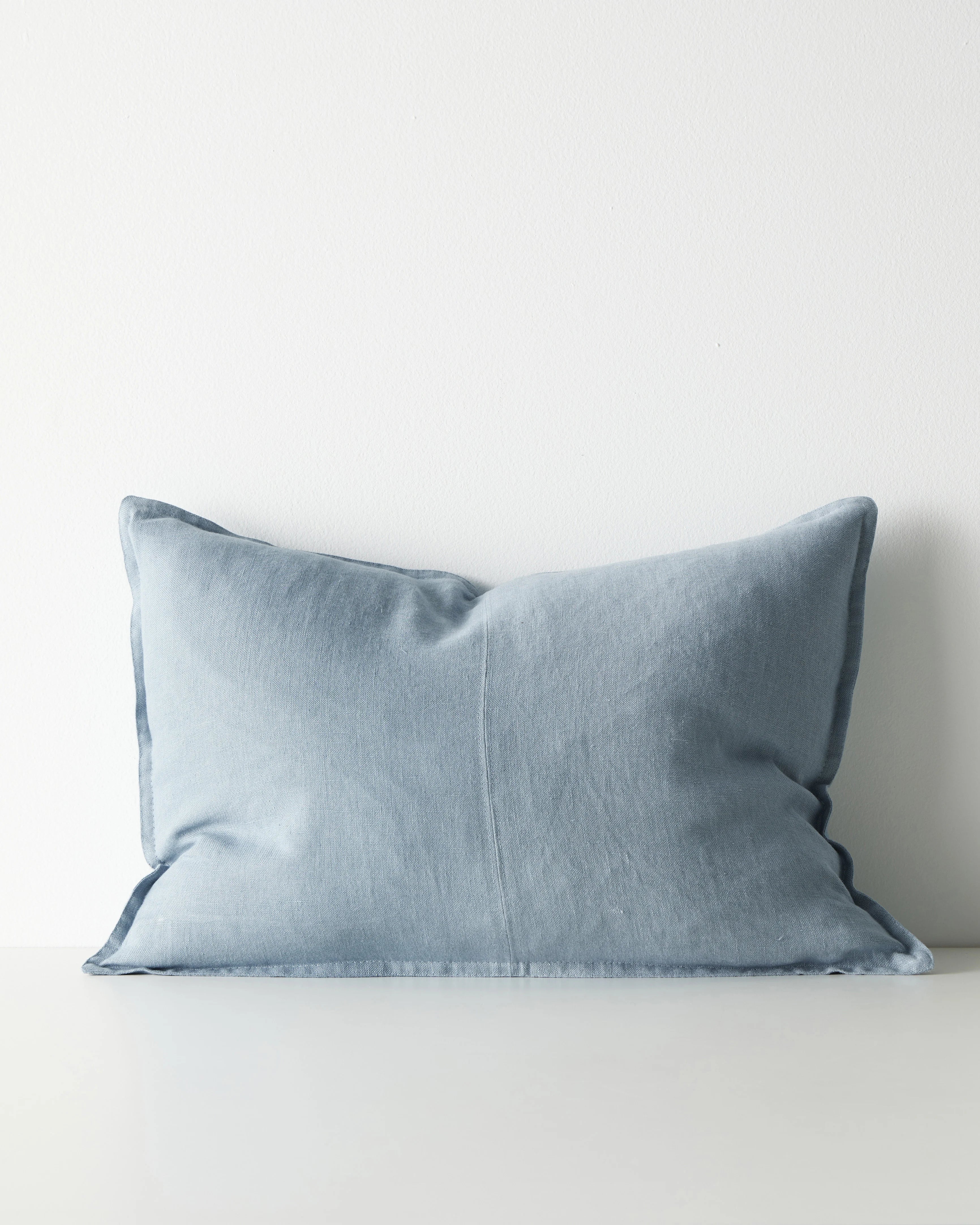 Como Horizon lumbar cushion 40x60cm in light blue stonewashed European linen with envelope closure by Weave Home