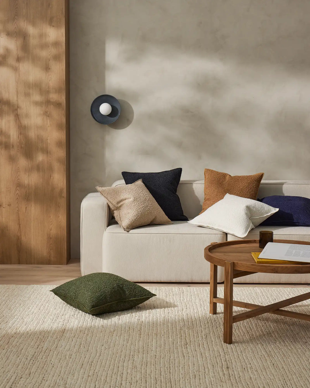 Alberto Copper bouclé cushion with babylock edge and concealed zipper, 50x50cm, polyester cotton blend by Weave Home