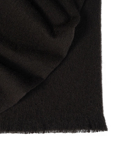 Hyde Cocoa wool blend throw with raw-edge fringe detail, rich dark chocolate hue, 130x200cm by Weave Home