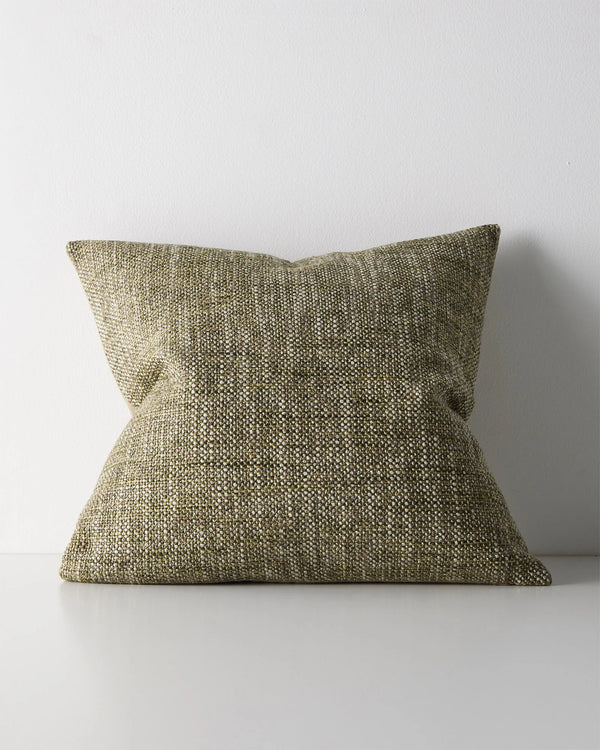 Castel Moss cushion, 50cm, moss and pistachio tones with chunky space-dyed woven texture by Weave Home