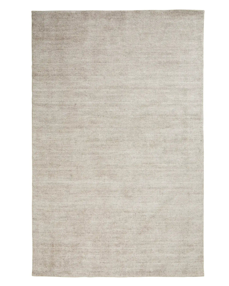 Almonte Oyster 2x3m bamboo silk rug with hand-woven loom knotted design and lustrous patina by Weave Home