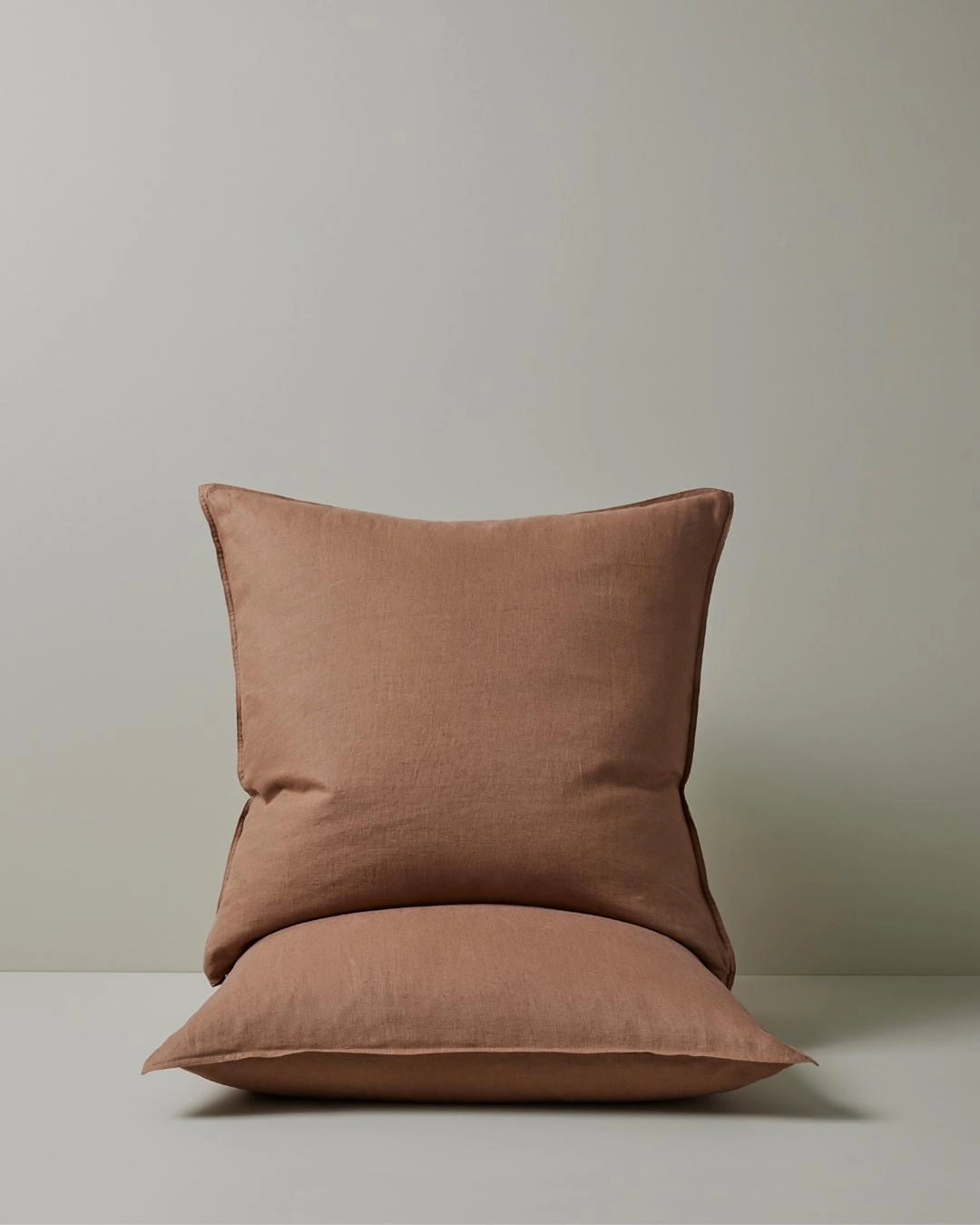 Ravello Pillowcase Set in Biscuit, Euro size, French Flax linen with top-stitched flanged edge detail by Weave Home