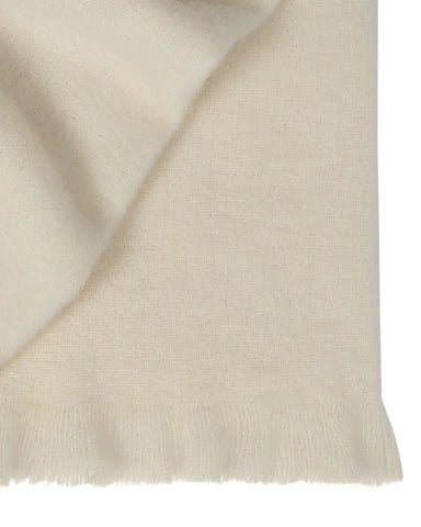 Hyde Cream woven wool blend throw with brushed finish and fringed edge detail, 130x200cm by Weave Home