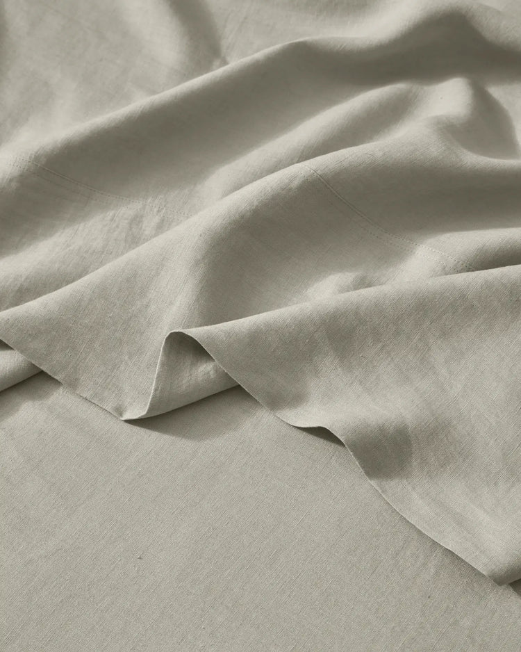 Ravello Flat Sheet in Bone, European linen with soft woven texture and aero-finished surface by Weave Home
