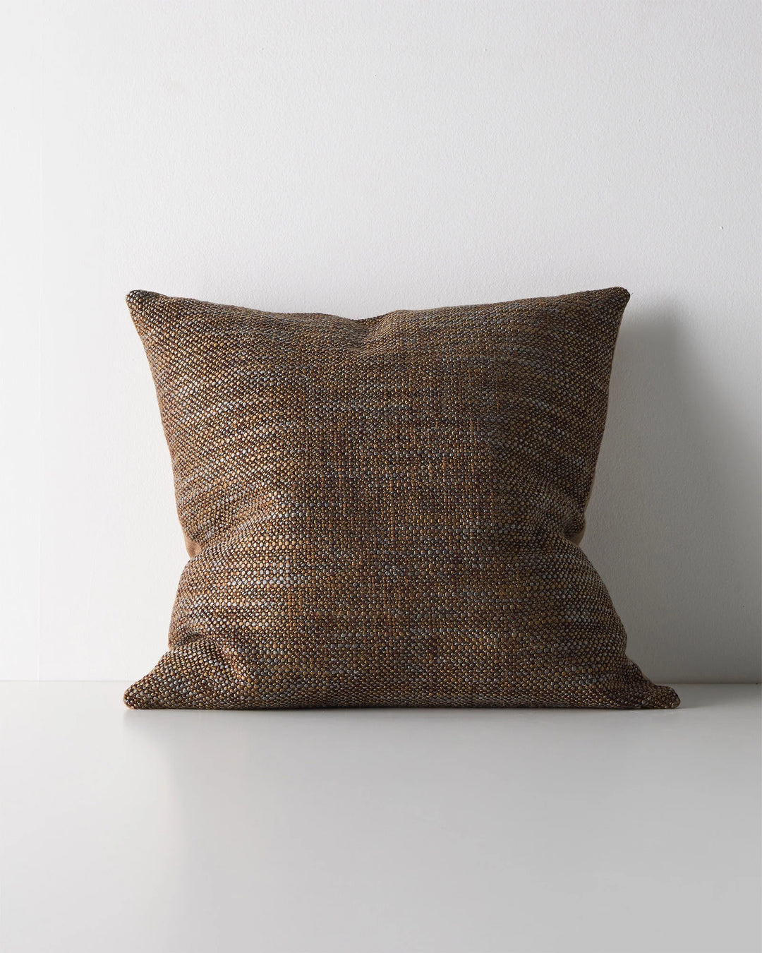 Castel Auburn cushion cover, 50cm, woven polyester-cotton blend with space-dyed chunky texture in burgundy, terracotta, honey and grey tones by Weave Home