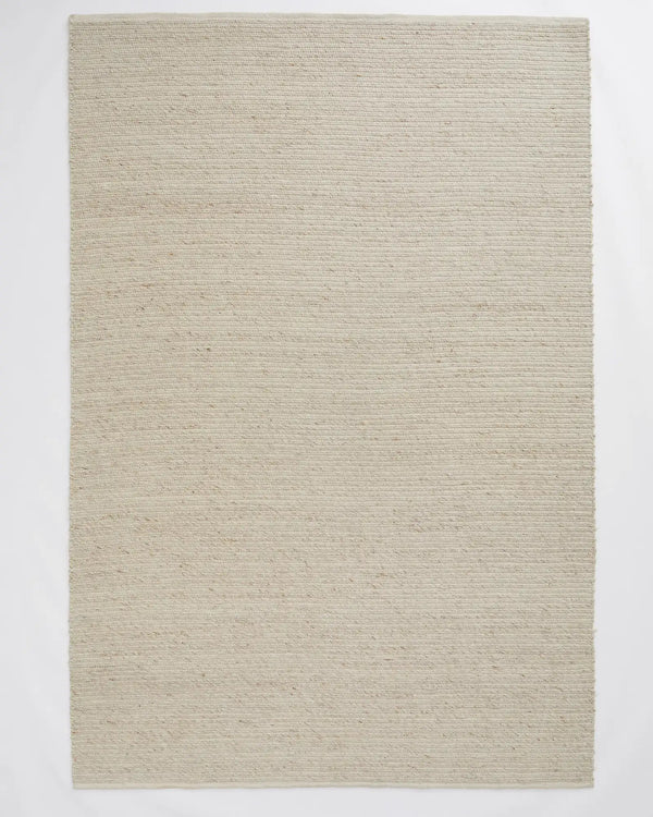 Andes Sandstorm rug in natural cream, hand-woven wool-cotton blend with ribbed texture design by Weave Home