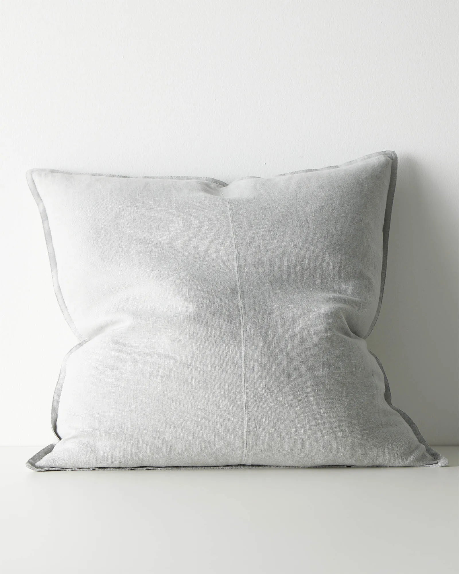 Como Haze cushion 60x60cm, light grey European linen with soft stone-washed finish by Weave Home
