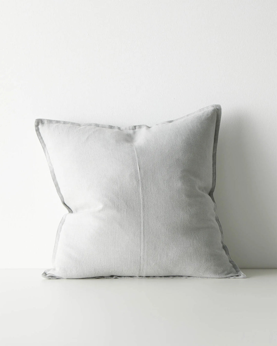 Como Haze 50x50cm linen cushion cover in light grey with contrast piping detail, by Weave Home