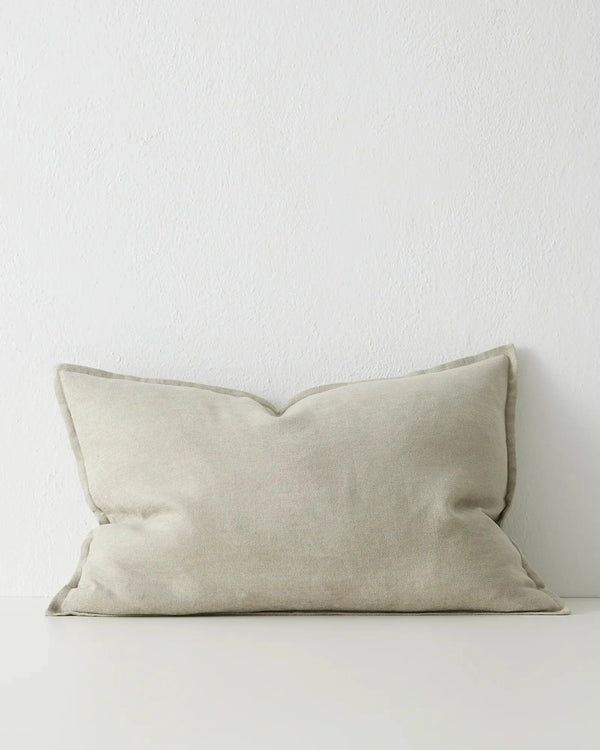 Fiore Sage lumbar cushion 40x60cm, linen viscose blend in soft sage green with piped edges, by Weave Home