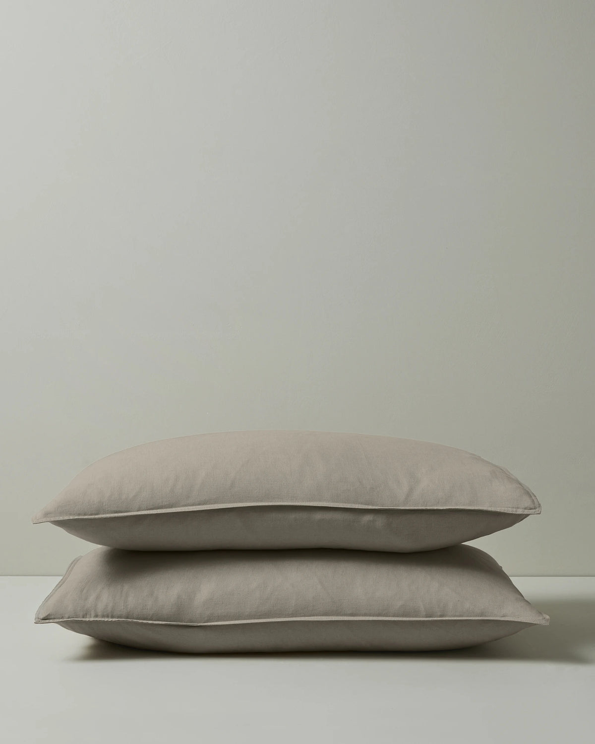 Ravello Pillowcase Set in Pebble, King size, European linen pair with top-stitched flanged edge by Weave Home