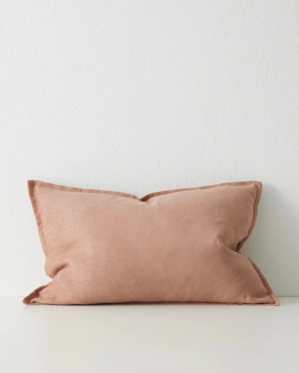 Fiore Clay lumbar cushion 40x60cm, soft linen viscose blend in earthy blush with knife-edge seam by Weave Home
