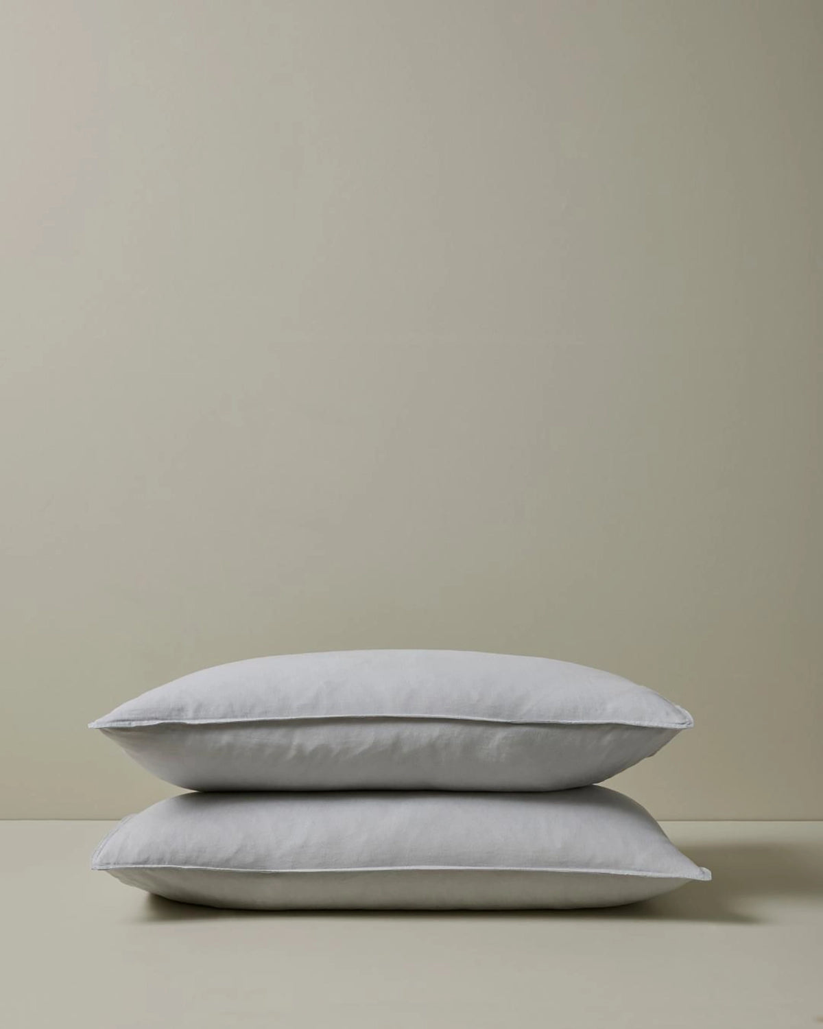 Ravello Pillowcase Set in silver, pair of king-size European linen pillowcases with top-stitched flanged edges by Weave Home