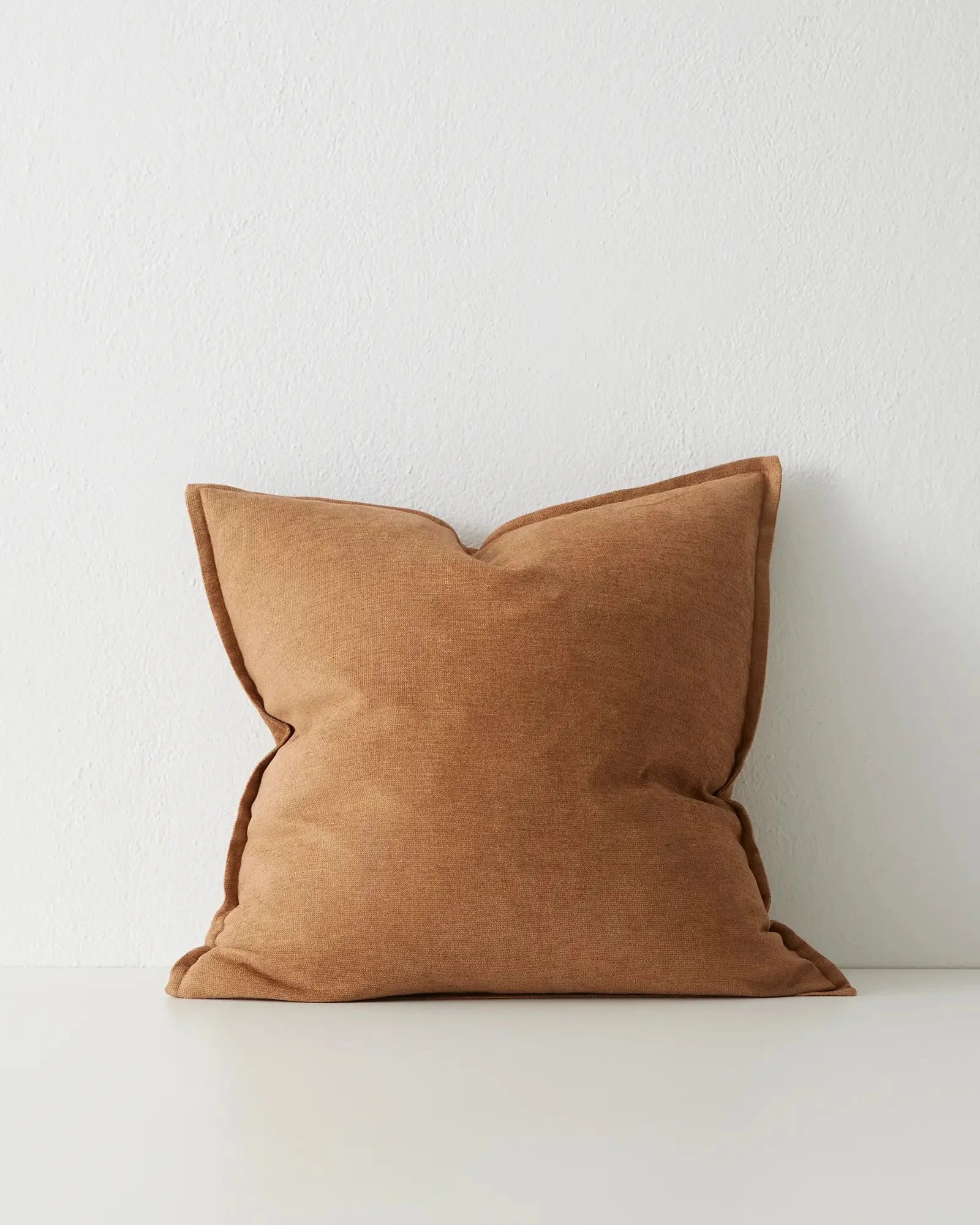 Fiore Ochre 50x50 cushion cover in linen viscose blend with self-piped edges by Weave Home