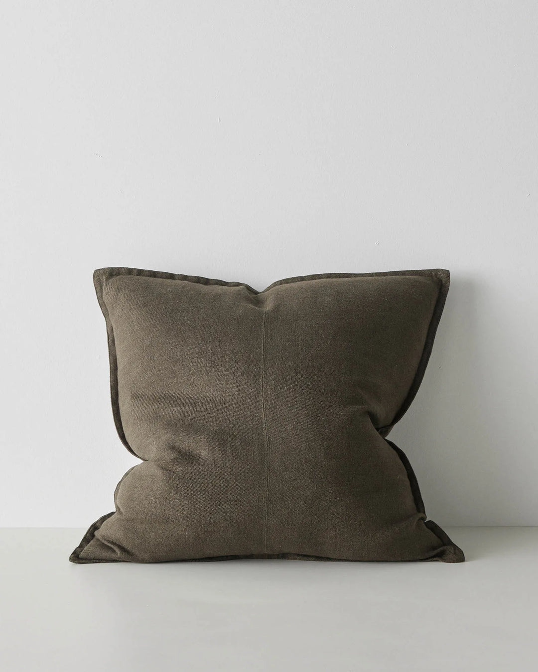 Como Spruce 50x50cm cushion cover, dark green European linen with double-stitch French seam detail by Weave Home