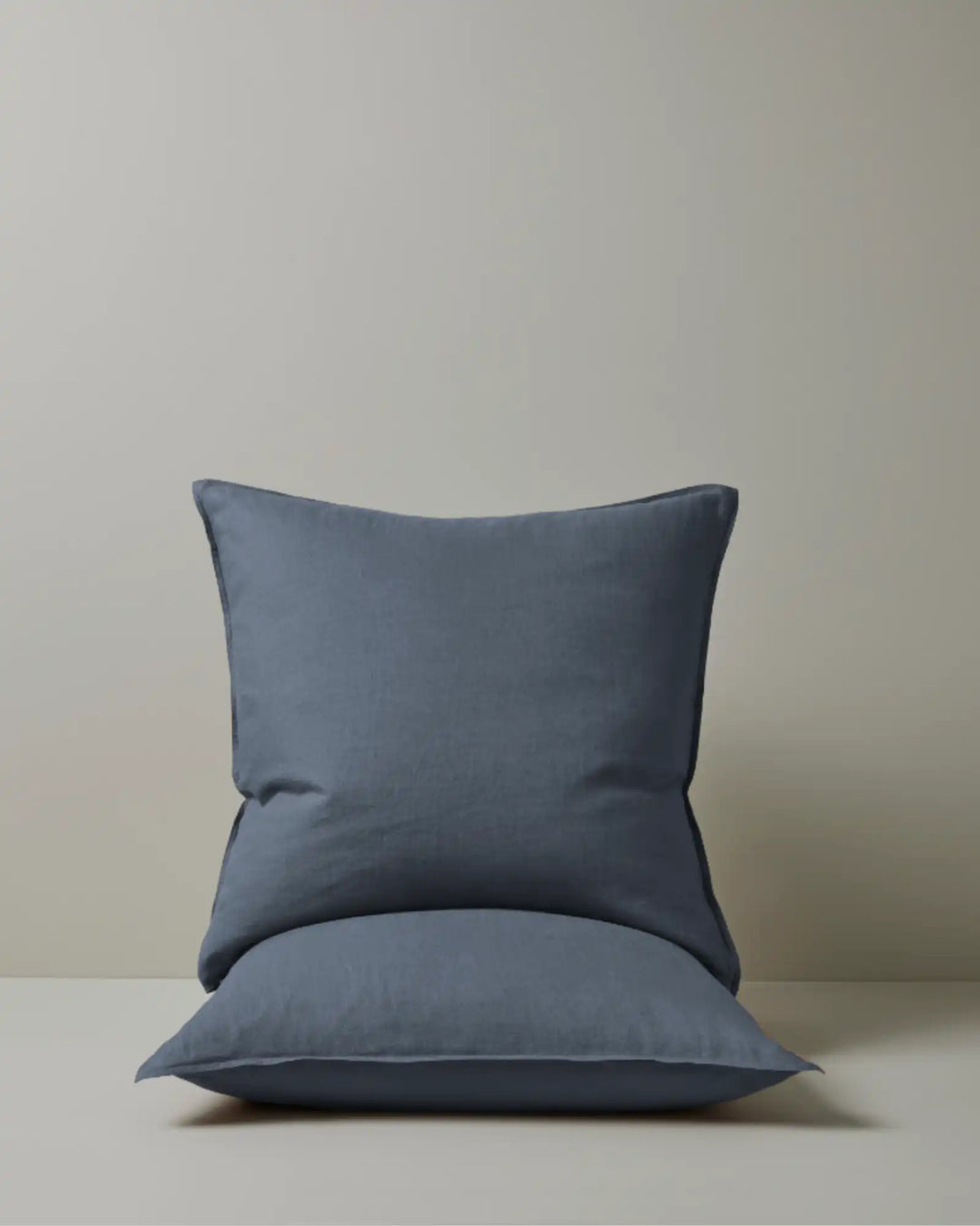 Ravello Pillowcase Set in Denim, Euro size, European linen pair with top-stitched flanged edge by Weave Home