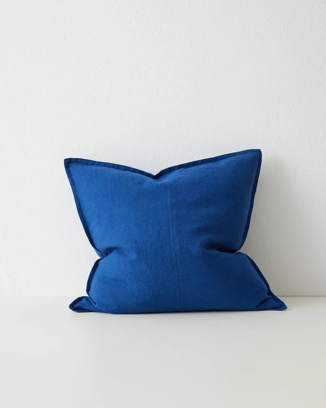 Como Cobalt linen cushion, 50x50cm, vibrant stone-washed European linen with piped edges by Weave Home
