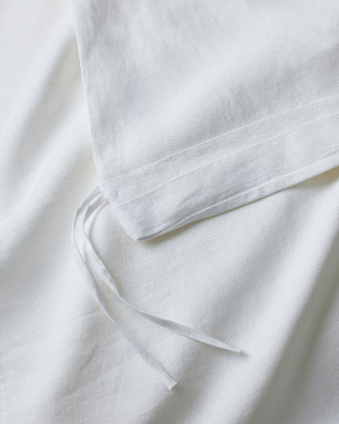 Ravello Quilt Cover white close-up detail of internal tie fastening system in European linen by Weave Home