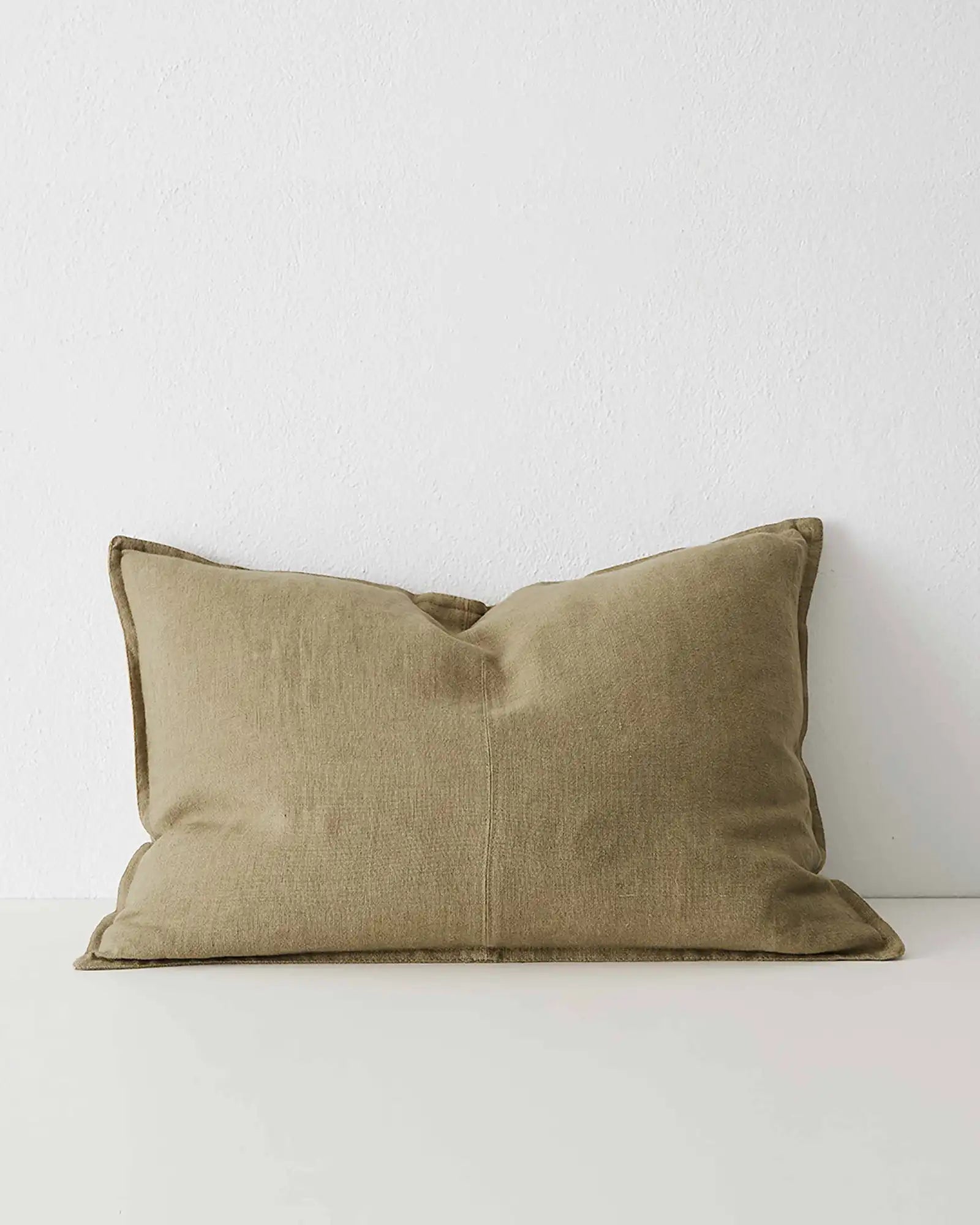 Como Clay linen cushion, 40x60cm, stone-washed European linen with piped edge detail by Weave Home