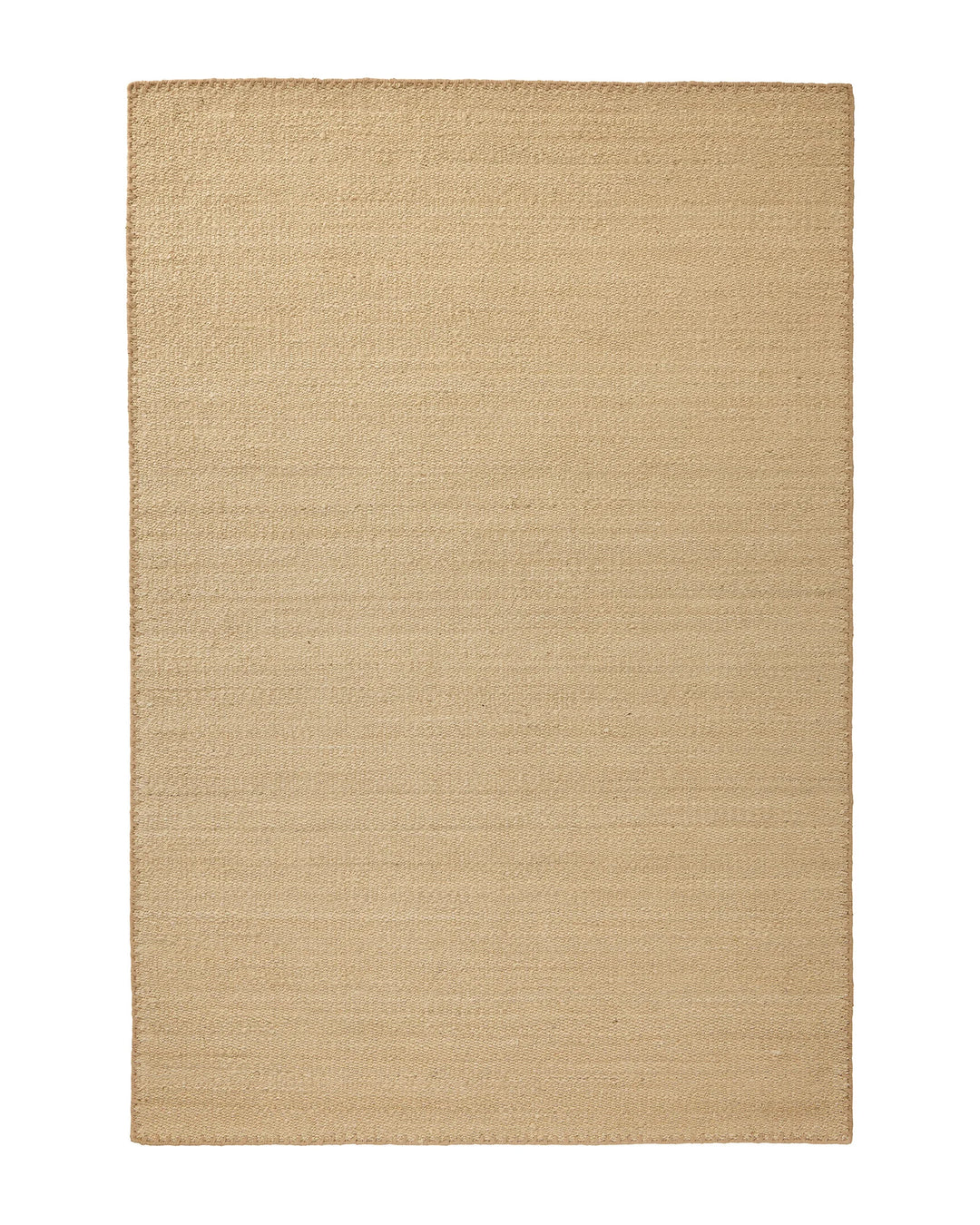 Monroe Oat woven polyester rug with blanket stitch border, warm sandy neutral tone, 2m x 3m by Weave Home