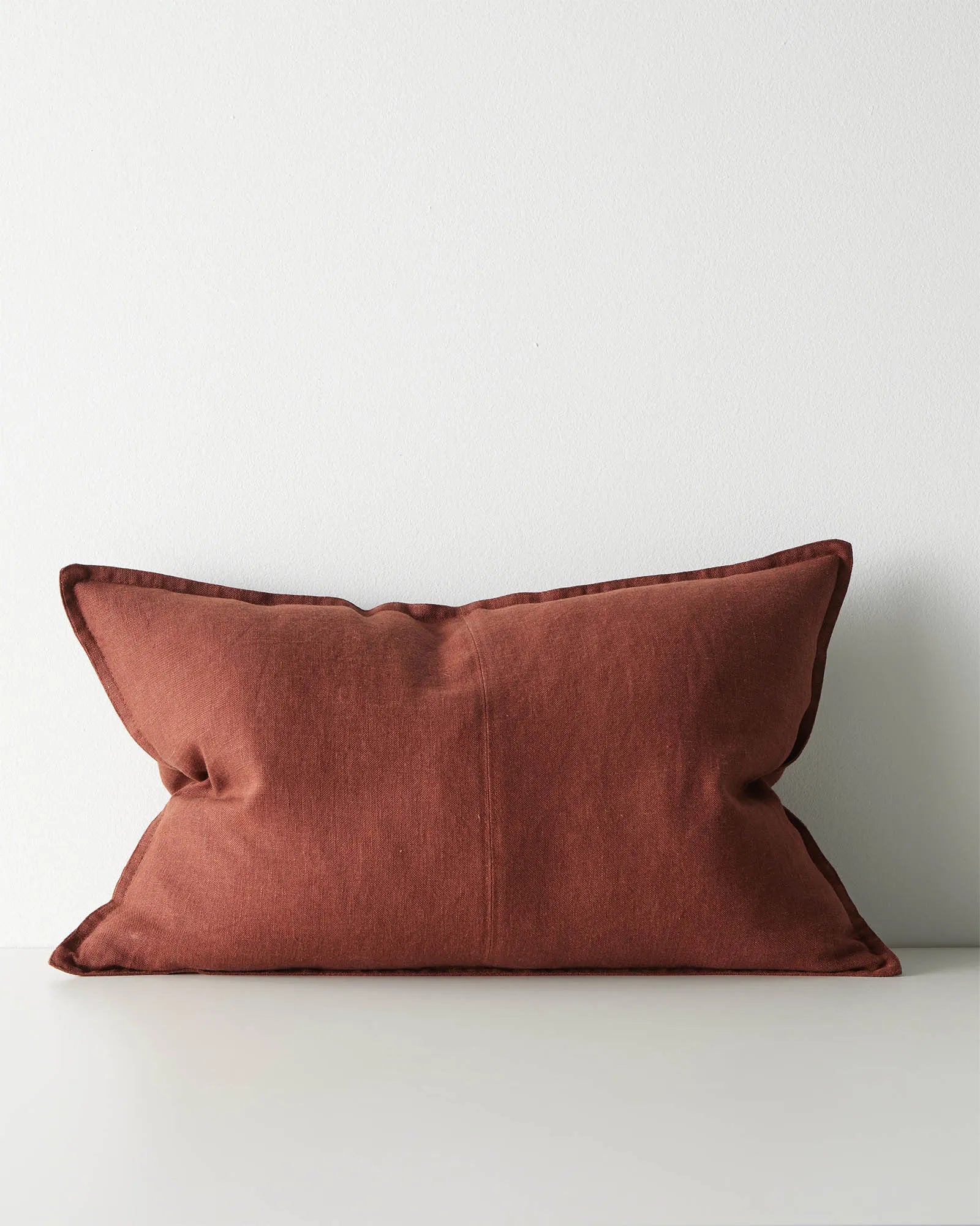 Como Rosewood lumbar cushion cover, 40x60cm, stonewashed European linen in rich reddish-brown by Weave Home