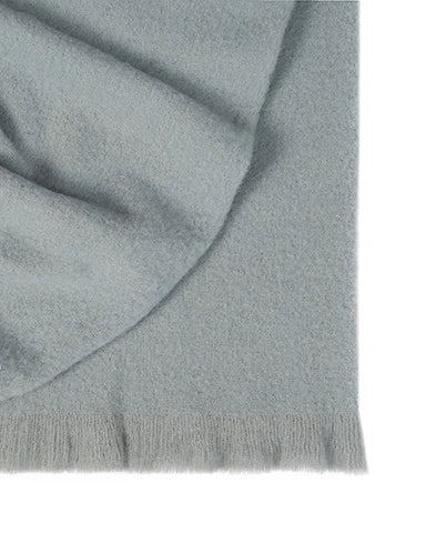 Hyde Breeze woven wool blend throw in soft blue with brushed finish and fringed edge detail, 130x200cm by Weave Home