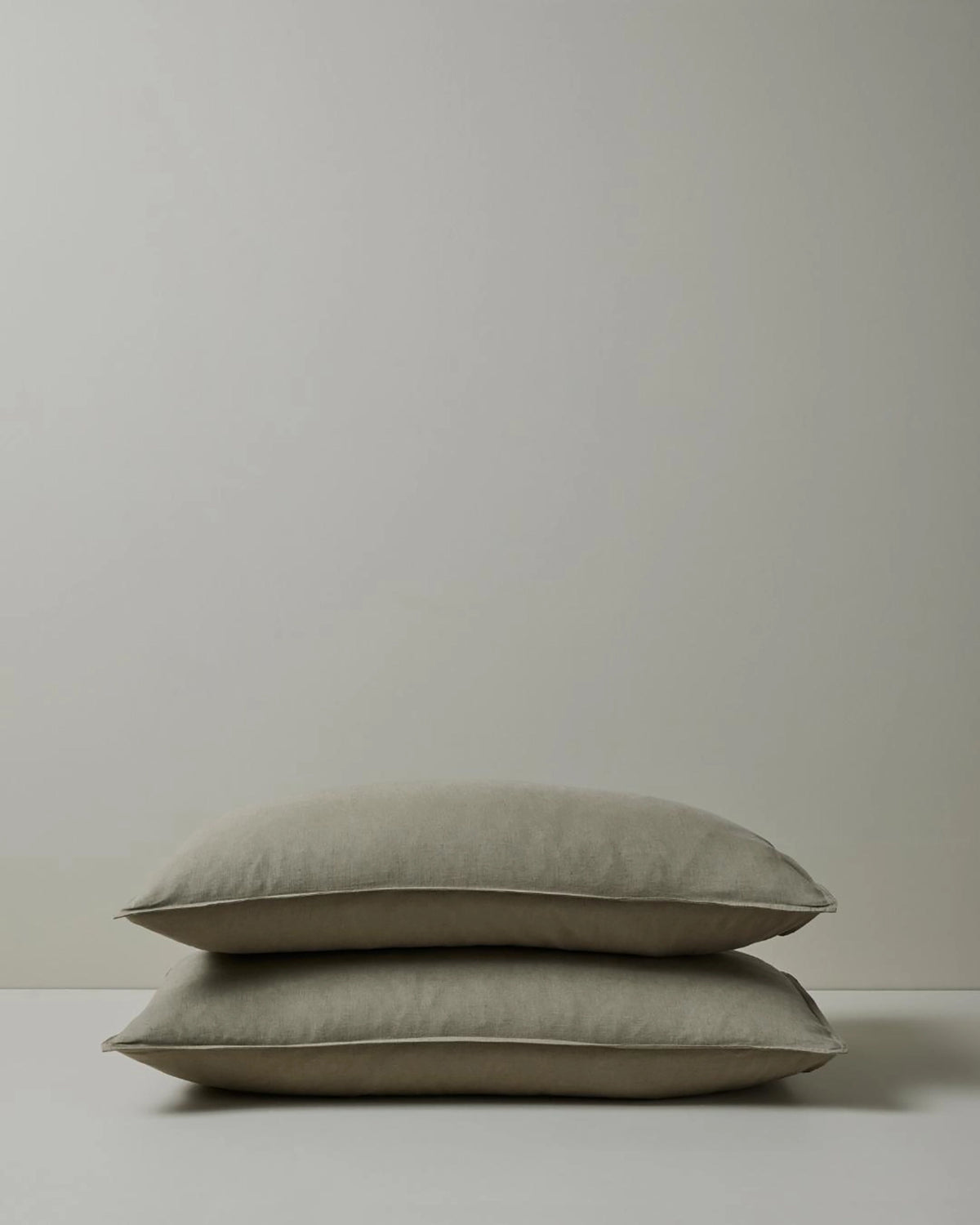 Ravello Pillowcase Set in Caper, pair of king linen pillows with top-stitched flanged edge by Weave Home