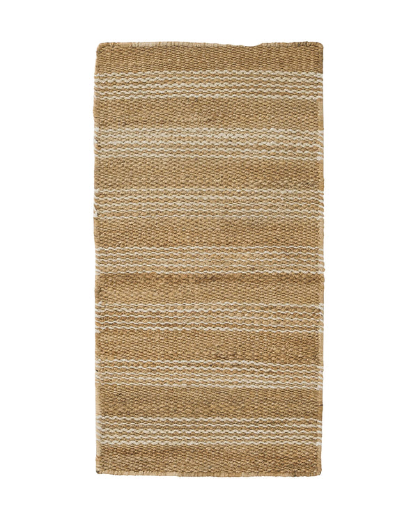 Arden Natural hand-woven jute door mat with irregular stripe pattern in ecru and sand, 65x120cm by Weave Home