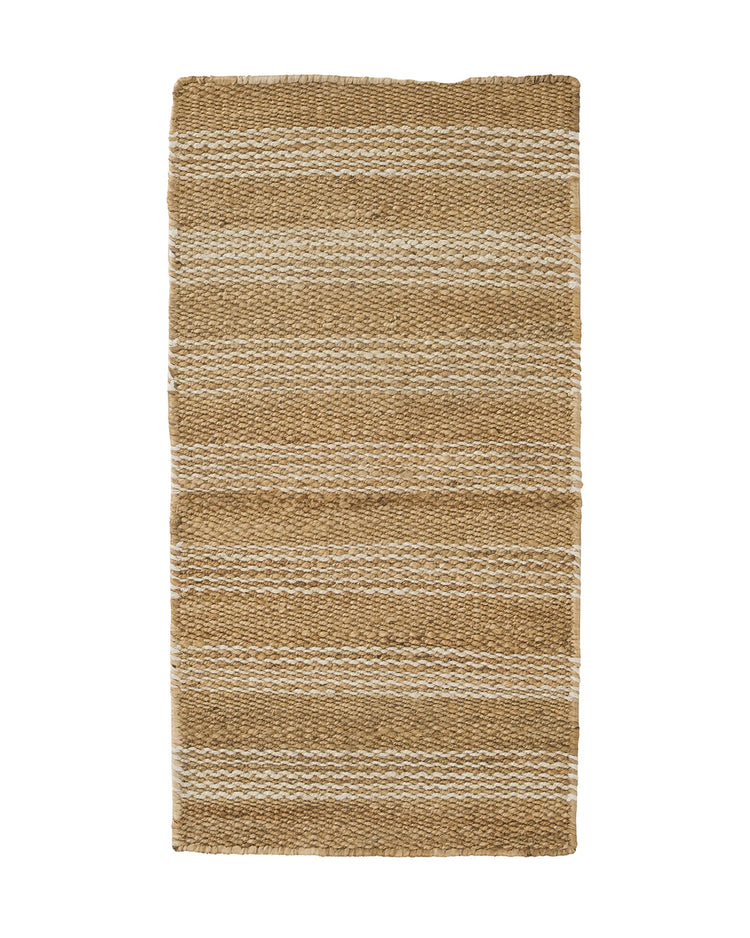Arden Natural hand-woven jute door mat with irregular stripe pattern in ecru and sand, 65x120cm by Weave Home