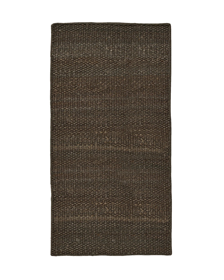 Ivano Graphite handwoven jute door mat with textured weave in rich chocolate brown, 65x120cm by Weave Home