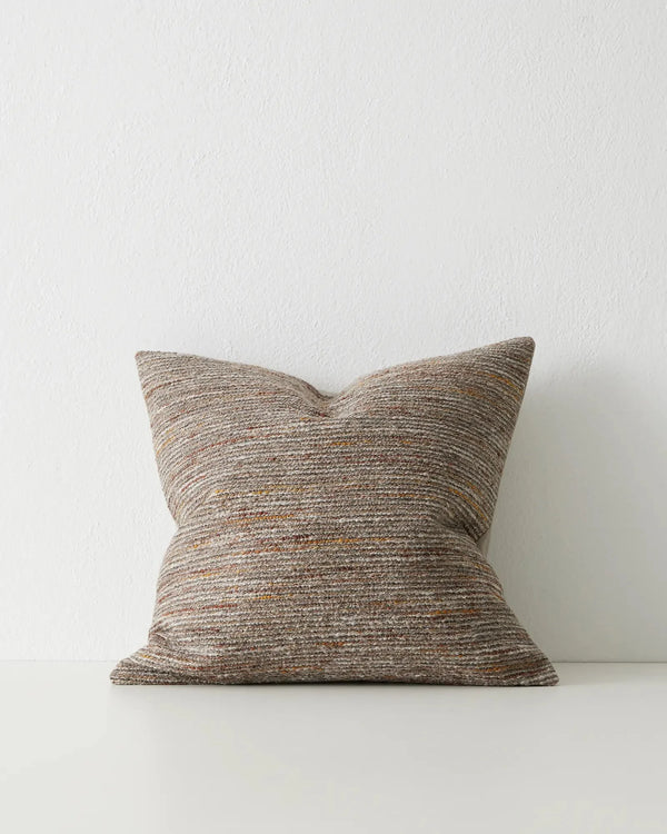 Vista Natural linen-polyester blend cushion, 50x50cm, featuring textured bouclé weave with warm neutral tones by Weave Home