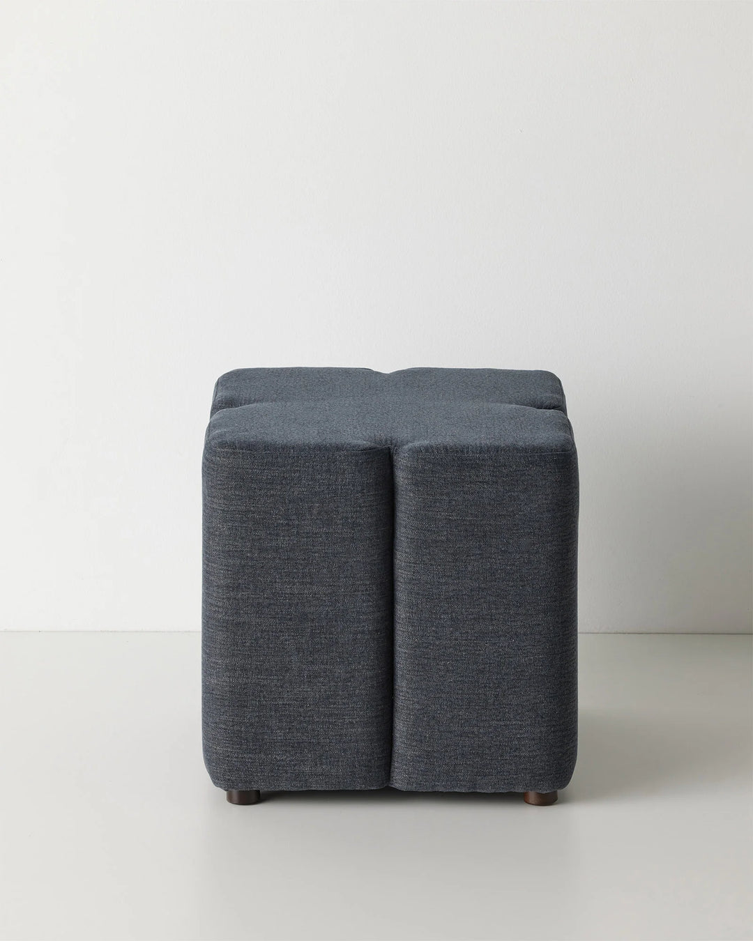 Campello Ocean ottoman in charcoal, sculptural clover-shaped design with micro chenille upholstery by Weave Home