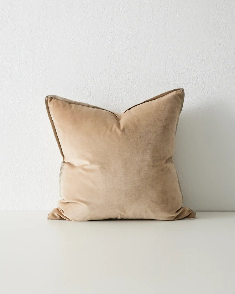 Francesca Copper 50x50 velvet cushion, muted toasty brown with concealed zipper and piped edge detail, by Weave Home