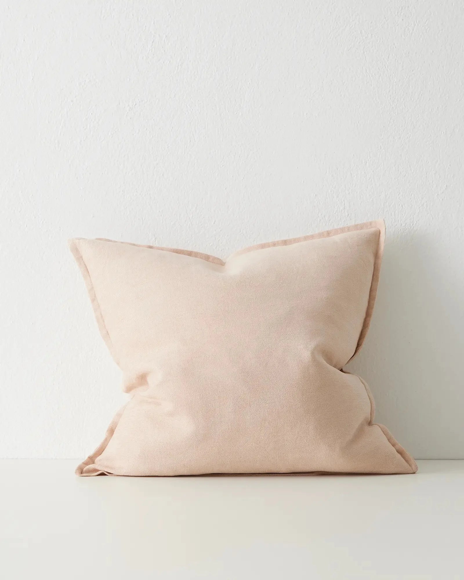 Fiore Nectar 50x50 cushion cover in soft pink linen viscose blend with piped edges by Weave Home