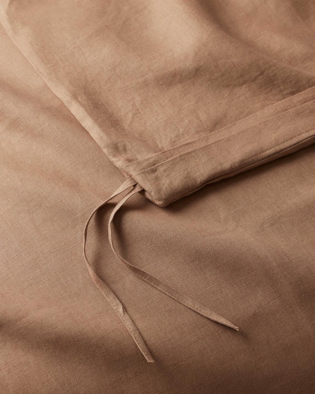 Ravello Quilt Cover in Biscuit, close-up of internal tie detail on European linen, by Weave Home